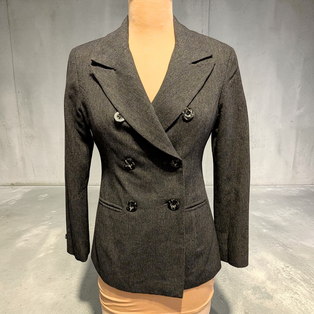 Tailored Charcoal Double-Breasted Blazer NIPPED Waist Menswear  Retro 40s Medium